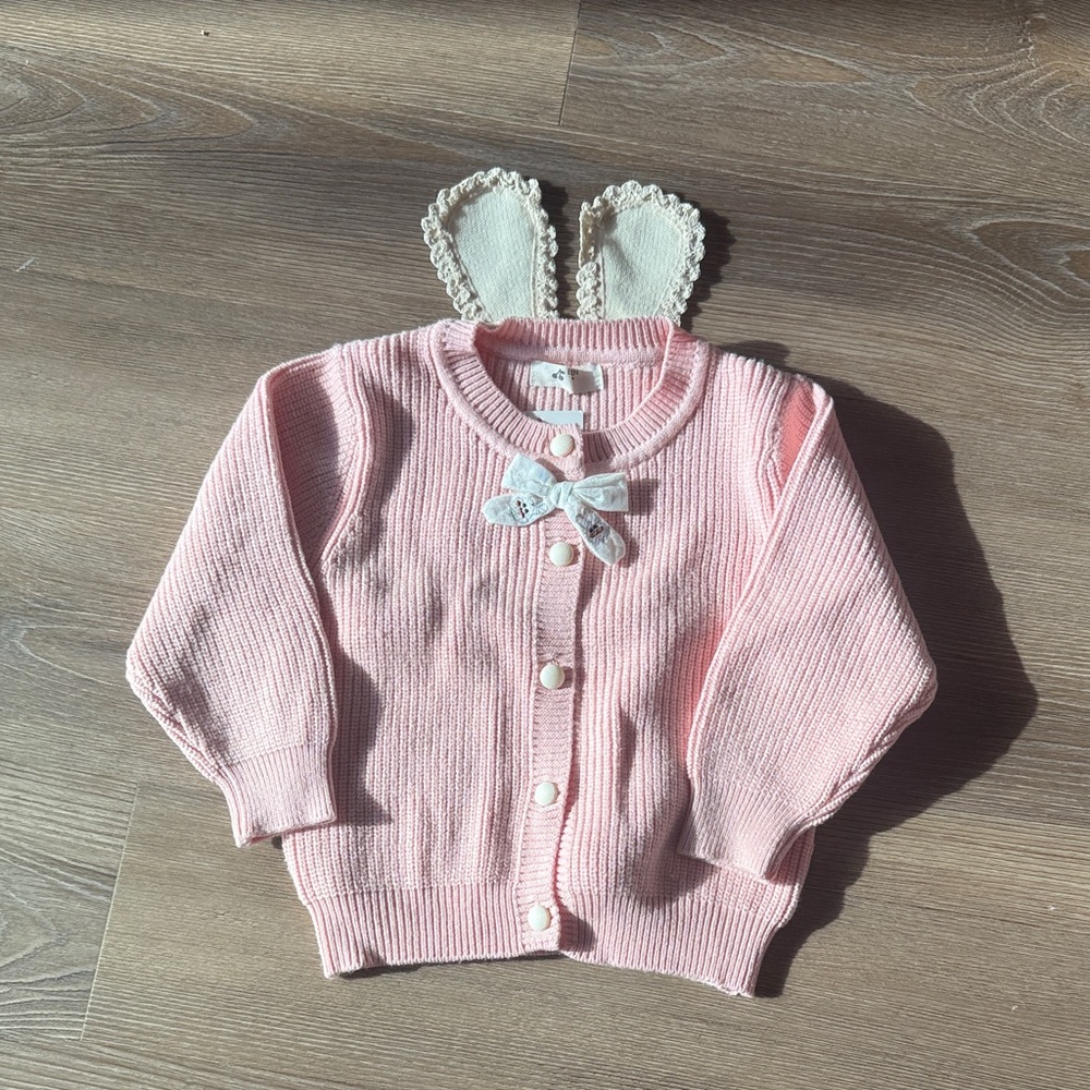 NWT BABY GIRL cotton knit sweater with bow embellishment - 12-18m
